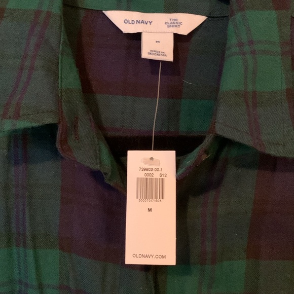 Old Navy Green and Navy Plaid Shirt Flannel NWT Women - Picture 2 of 3